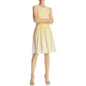 Shoshanna Yellow And White A Line Larina Dress Women's Size Small